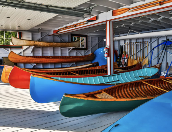 canoes boat house lake front